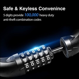 NDakter Bike Chain Lock, 5 Digit Combination Heavy Duty Anti Theft Bicycle Chain Lock, 3.2/4.27 Feet Long Security Resettable Bike Locks for Bike, Bicycle, Scooter, Motorcycle, Door, Sky Blue