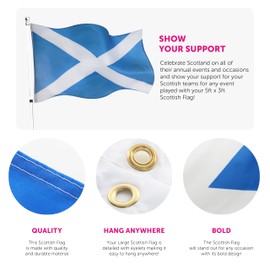 Scotland Flag St Andrew's Day Fancy Dress Decoration - Scottish Large Flag with Grommets Approx 5 Ft x 3 Ft - Football, Rugby - Sporting Events, Street Parties, Festivals and Celebrations - Pack Of 1