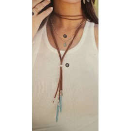 Plunder Design Fashion Trend Jewelry Christi Boho Corded Turquoise Drop Necklace