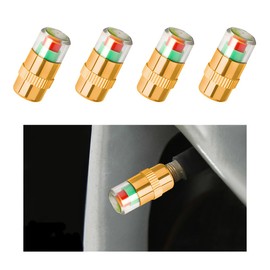 MUQIDA 4 PCS Tire Pressure Monitor Valve Stem Caps, 2.4Bar 36 PSI Tire Pressure Sensor Indicator, 3 Color Eye Alert Pressure Monitoring Valve Stem Cover for Cars Trucks SUVs (Golden)