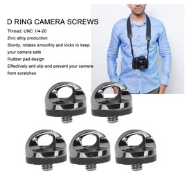 5pcs 1/4"-20 Rubber Padded D Ring Screw, Stainless Steel D Shaped Camera Neck Strap Ring Camera Sling Screw, Prevent Your Camera from Scratches