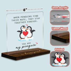 DNPETS You Are My Penguin Romantic Frame with Puzzle Keychains Acrylic Couple Sign Anniversary Wedding Valentine Plaque Gifts for Penguin Lovers Boyfriend Girlfriend Husband Table Display HAC15