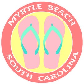 Athena Brands Flip Flops Myrtle Beach South Carolina - Car Truck Window Bumper Sticker Decal - Lobster Claw Red