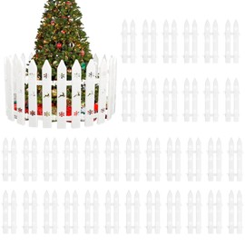 36PCS Christmas Tree Fence Decorations, White Small Plastic Picket Fence Panels, Xmas Indoor Outdoor Gate for Tree Weeding Party Garden Home Decorations (Assembly Needed)