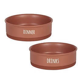 Bone Dry Ceramic Pet Collection Dinner, Drinks & Dessert Set, Terra Cotta, 2 Count, Large, 7.5x2.4