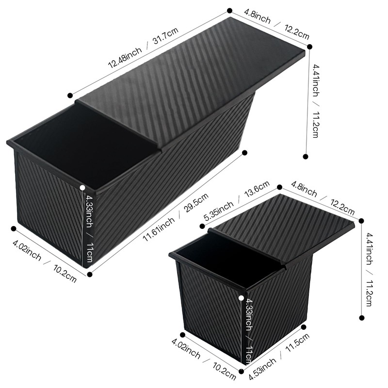 Barlket Black Pullman Loaf Pan with Lid 13x4, Pullman Loaf