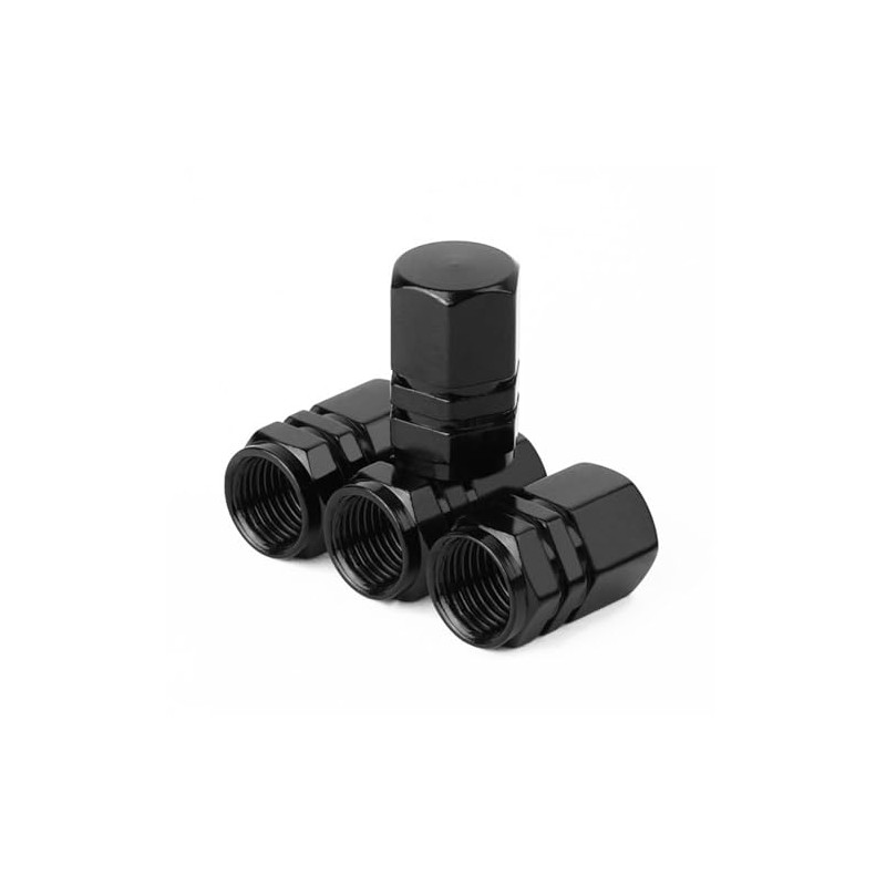 SowKow 4pcs Black Aluminum Alloy Air Valve Caps Light Weight