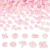 200Pcs Mini Pink Flower Charms for Crafts 3D Rose Flower