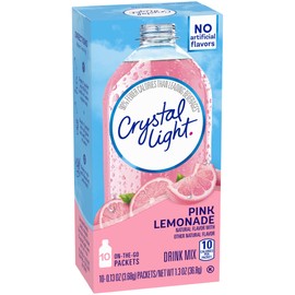 Crystal Light Pink Lemonade Naturally Flavored Powdered Drink Mix, 10 ct On-the-Go-Packets (Pack of 4)