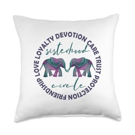 Elephant Friendship Sisterhood Circle Tribe Crew Friends Throw Pillow