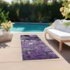Homeroots 2' X 8' Purple Abstract Washable Indoor Outdoor Runner