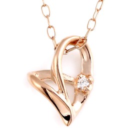 Suehiro Pink Gold and Diamond Heart Pendant Necklace, Present, Gift, Women's Jewelry, Accessories