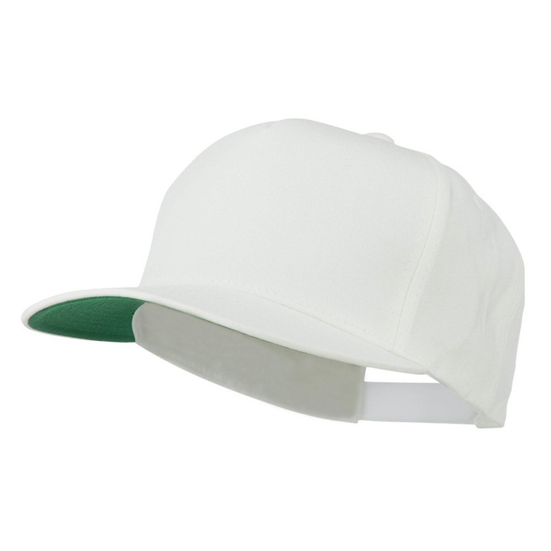 Yupoong 5 Panel Flat Bill Twill Snapback Solid Cap -