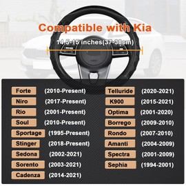 GIANT PANDA Steering Wheel Cover for Kia Soul,Sportage,Forte,Optima,Telluride(3D Honeycomb-Black-Standard Size)