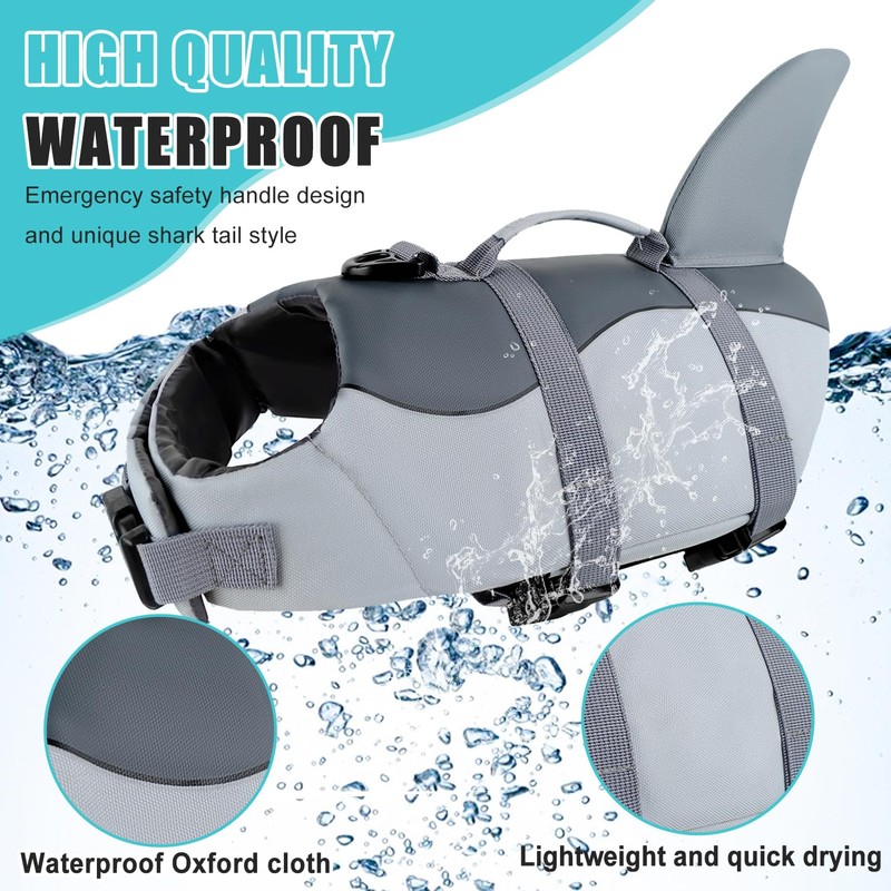 Voarge Dog Life Vest, Swimming Float Jacket Adjustable, Dog Life