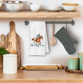 ChenCraty Horse Racing Gifts Kitchen Towels, Horse Lover Equestrian Gifts Dish Tea Towels for Kitchen Decor, Gift for Equestrians Decorative Hand Towels for Bathroom, 16x24 Inches