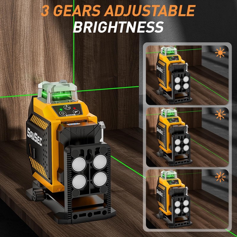 Laser Level 360 self leveling, SAVSEC 3 x 360° Brightness