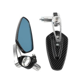 ABCERRSI Motorcycle Rearview Mirror,Carbon Fiber 7/8" 22MM Handlebar Mirror Wing Foldable Mirrors For Most Motorcycle Street Bike Scooter Cruiser(Silver)