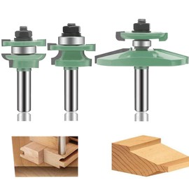 LEATBUY-TECH LEATBUY 3 PCS Router Bit Set, 1/2-Inch Shank Round Over Raised Panel Cabinet Door Rail and Stile Router Bits, Woodworking Wood Cutter, Wood Carbide Groove Tongue Milling Tool (DD-53)