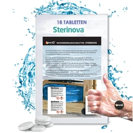 LevinQ 18 x Puritabs Maxi Value Pack Sterinova Tablets for Water Rowing Machine for One Waterrower + LevinQ Gloves, Extra Concentrated, Against Algae, Water Purification Tablets