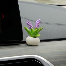 YGMONER Resin Hyacinth Flower Pot Knick Knacks Car Dashboard Decorations Gifts for Women，for Car Desk Bookshelf Decor