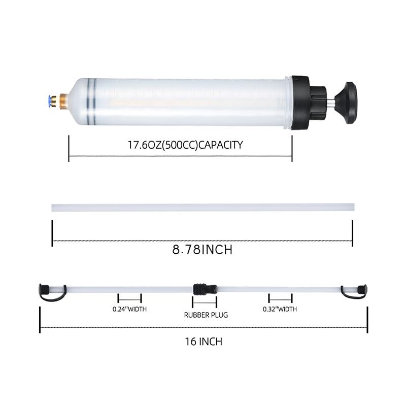 VortecSys Fluid Extractor Pump 500CC Manual Automotive - 2 Hoses