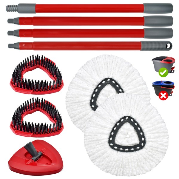 Spin Mop Head Replacement,Iron Spin Handle,Brush and Base Compatible with