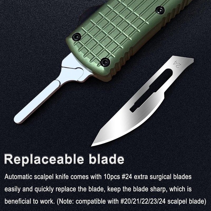 Automatic Utility Knife Push Button, EDC Pocket Boxcutters With Clip,