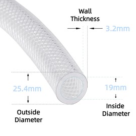 Clear Braided PVC Hose 19mm ID, 3/4 Inches Hose, 3 Metre, Reinforced Heavy Duty Tubing for High Pressure Usages, Flexible for Water Gas Oil Tube, Food Grade