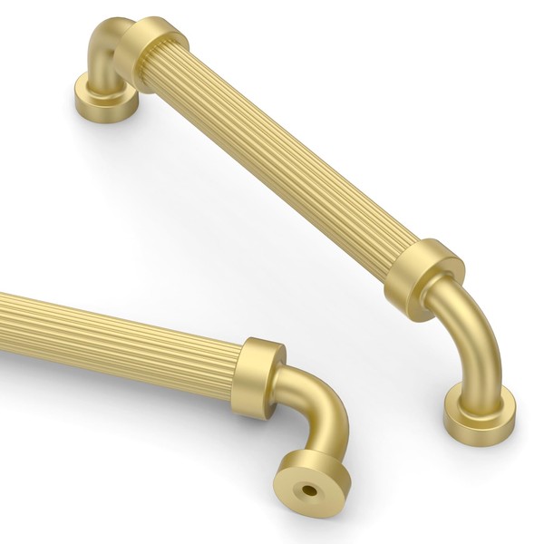 Asidrama 10 Pack 5 Inch(128mm) Brushed Gold Kitchen Cabinet Handles,