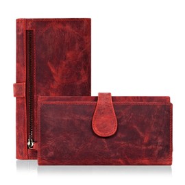 Leather Wallets For Her | Red | Multiple Card Slots | 1 ID Slot | RFID Protection | Wallets For Her | Gifts For Her