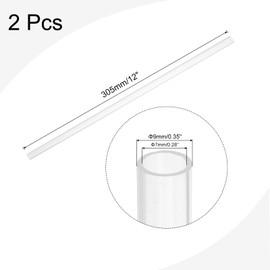 MECCANIXITY Acrylic Pipe Rigid Round Plastic Clear Tube 7mm ID 9mm(3/8 Inch) OD 305mm(12") for Lamps and Lanterns, Water Cooling System 2pcs