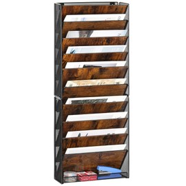TQVAI Organizador de archivos de pared colgante de 10 niveles, soporte plegable para documentos de correo montado en la pared, estante de almacenamien