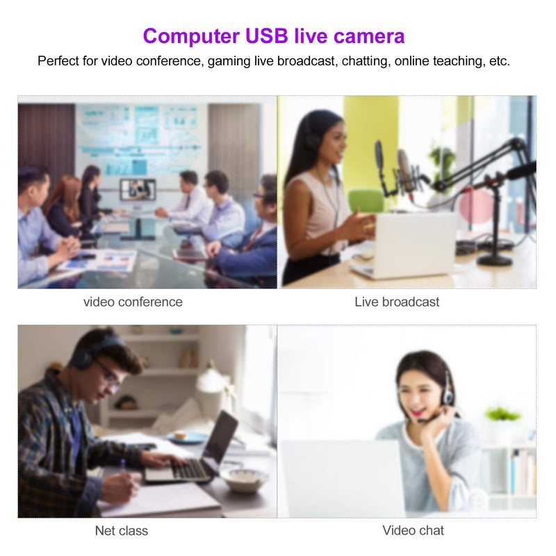 1080P Full HD Webcam, Cute USB Web Camera Builtin Microphone