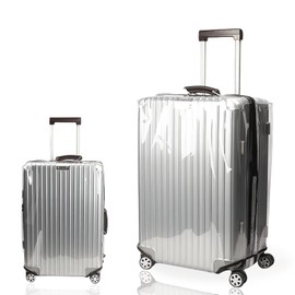PUMHUBO No Disassembly Suitcase Covers for Luggage - Clear Luggage Cover Protector, Black PVC Luggage Protector Suitcase Cover (Transparent - 0.5mm, 28)
