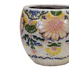 Creative Co-Op Terra-Cotta Planter with Floral Pattern, Crackle Glaze, Multicolor