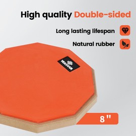 8 inch drum pad,double sided drum pads,snare drum pad for drum practice beginner (Orange, 8'')