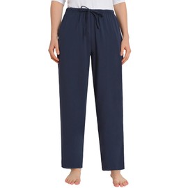 Latuza - Pantalones de pijama pequeños para mujer, de algodón, longitud pequeña, marino, XL Chiquita