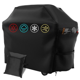 Barbecue Cover Protective Cover, Gas Barbecue Cover with Drawstring and Bag, 145 x 61 x 117 cm, Waterproof, Washable, Robust and Heavy