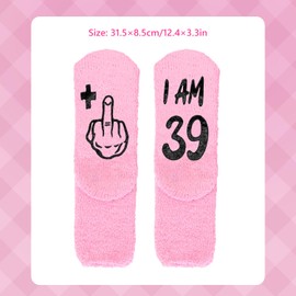 CHEERYMAGIC Fluffy Socks Pink Happy 40th Birthday Socks Birthday Gifts for Women Warm Bed Socks Birthday Gift for Women Girls A8-FSZZW