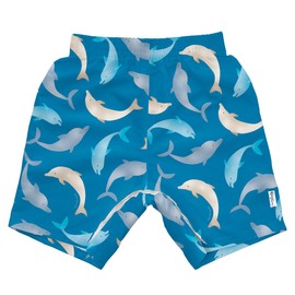 green sprouts Easy-Change Eco Swim Trunks - Marine Blue Dolphins - 18mo