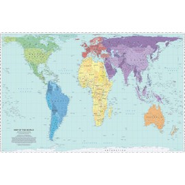 Updated Peters Projection World Map | Laminated 36" x 24” Map | Developed by Arno Peters | Most Proportionally-Accurate Land Mass Depiction | Country Size & Scale is True, Unlike Most Maps | Major Countries, Cities, & Bodies of Water Labeled