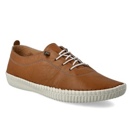 PAYMA - Leather trainers sports shoes for women. Trainers lace-up shoes. Flexible comfort leather. Elastic cords. Colour: brown, navy, red, white, black, khaki., brown