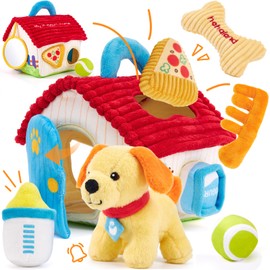 hahaland Baby Montessori Toys for 1 + Year Old – Puppy Plush Sensory Toy Set with Rattle, Crinkle, Mirror & Shape Sorter – Interactive Learning Pretend Play for Toddlers 1-3