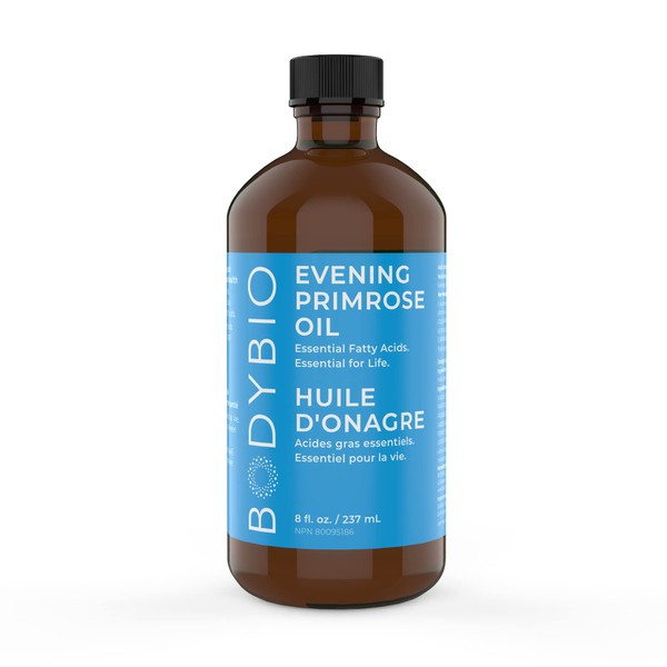 BodyBio Evening Primrose Oil - Natural Gamma Linolenic Acid for Healthy Skin & Hormone Balance - Non-GMO, Cold pressed - 8oz