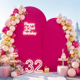 Hot Pink Arch Backdrop Cover Set of 2 Wedding Arch Covers Stretchy Backdrop Decorations Baby Shower Bridal Shower Photo Birthday Party Arch Stand Cover 7.2 and 6ft Spandex