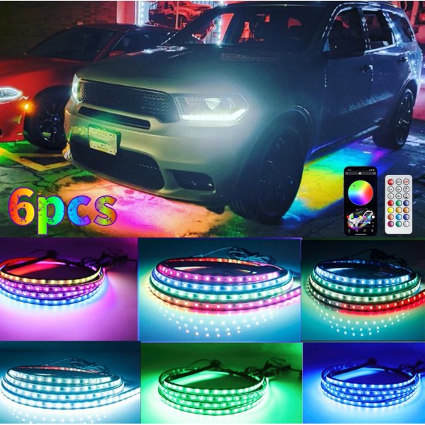 GOODFITMENT 6x RGB Underglow LED Kit Brake Turn Signal Strips