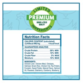 Bench & Field Holistic Natural Chicken Liver & Triple Berry Dog Treats | Crunchy Bone-Shaped Bites | Antioxidant Blend, 10-Ounce Bottle