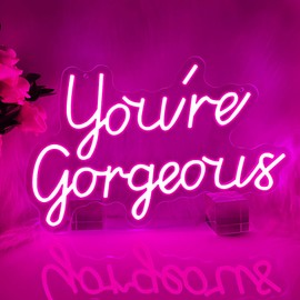 You're Gorgeous Neon Sign for Wall Decor, Pink Gorgeous Neon Light Sign for Grils Bedroom Living Room, Led Signs Gift for Kids Girl Party Birthday Wedding Decoration