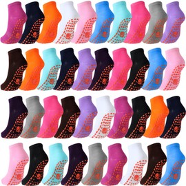 Hercicy 39 Pairs Non Slip Skid Socks with Colorful Non Slip Socks for Men Women's Sports Yoga Socks Pilates Ankle Socks (Multi Color,Vivid Style)